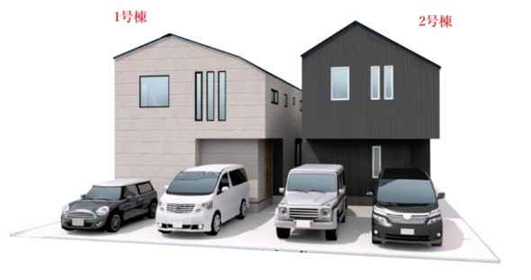 本パースは、イメージ図につき、風景、建物、植栽などについては施工後の現物との差異が生じます。 車、インテリア等は別途となります