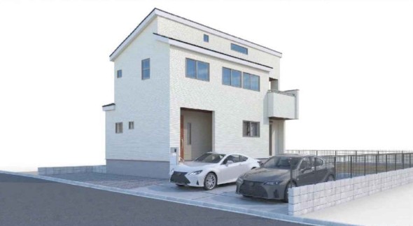 本パースは、イメージ図につき、風景、建物、植栽などについては施工後の現物との差異が生じます。  車、インテリア等は別途となります