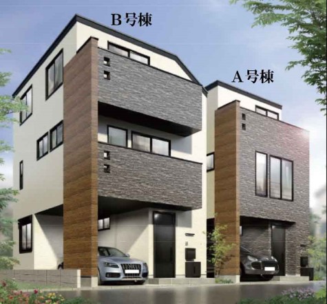 本パースは、イメージ図につき、風景、建物、植栽などについては施工後の現物との差異が生じます。  車、食器棚、ウッドデッキ、家具、