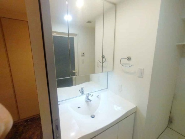 真っ白な洗面台で、気持ちの良い朝を迎えられそうです。